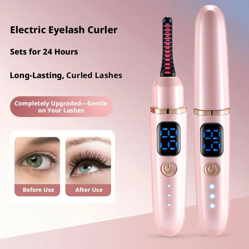 Professional electric heated eyelash curler with digital display for long lasting curls