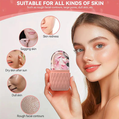 Step by step guide showing how to use ice facial roller for glowing skin