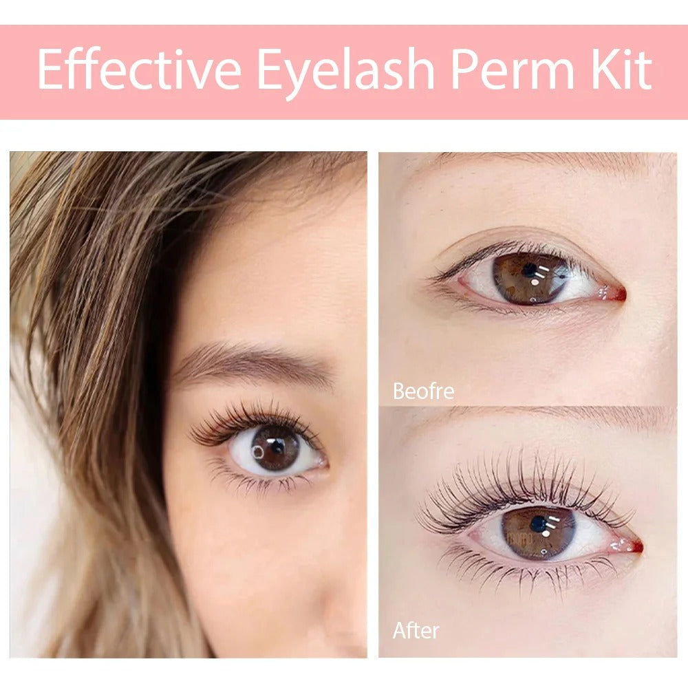Complete eyelash perming set including perm lotions fixation cleanser and lift pads tools
