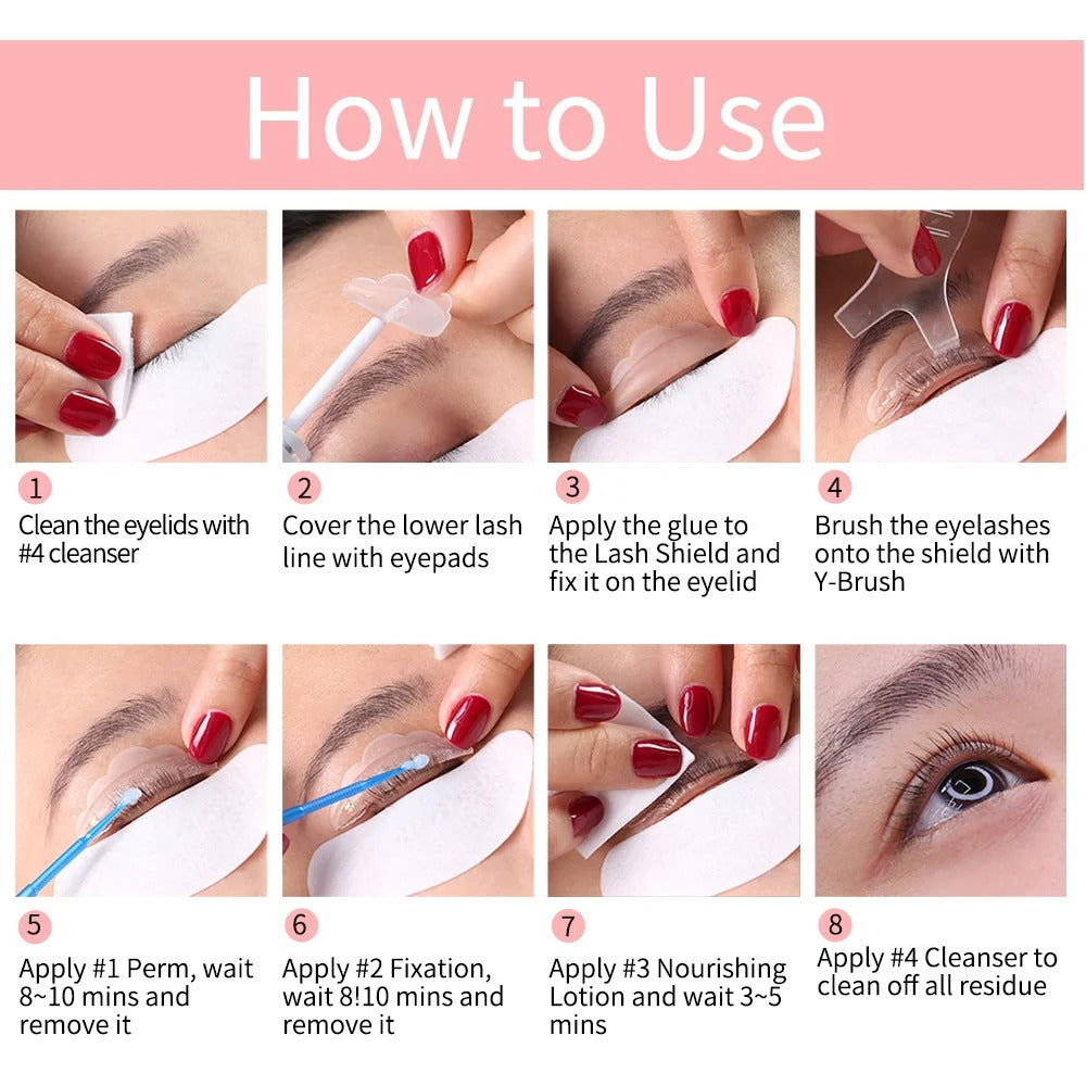 Easy to follow step by step guide for applying semi permanent eyelash perm