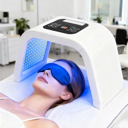 Luxury home spa experience with professional grade phototherapy LED facial mask device set