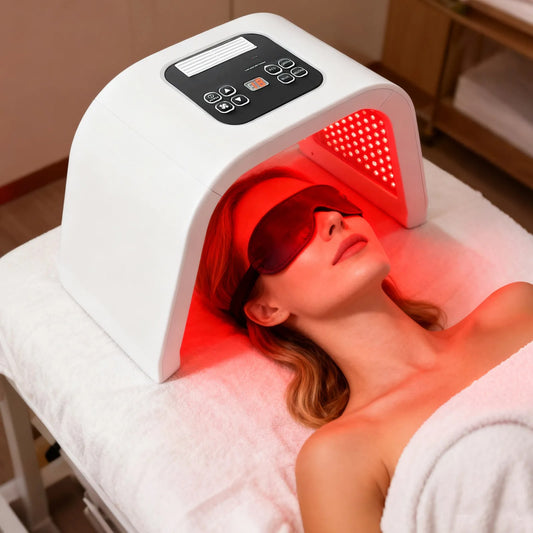 Professional video showing 7-color LED mask working for advanced facial skincare therapy results